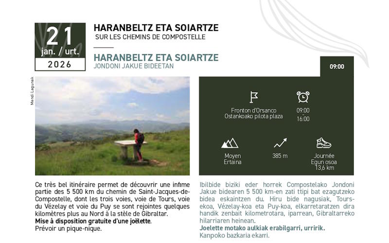 Randonnée accompagnée Capb "Haranbeltz et Soihartze - Sur les chemins de Compostelle"
