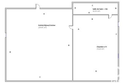 Appartement - 49 m² - 2 pièces
