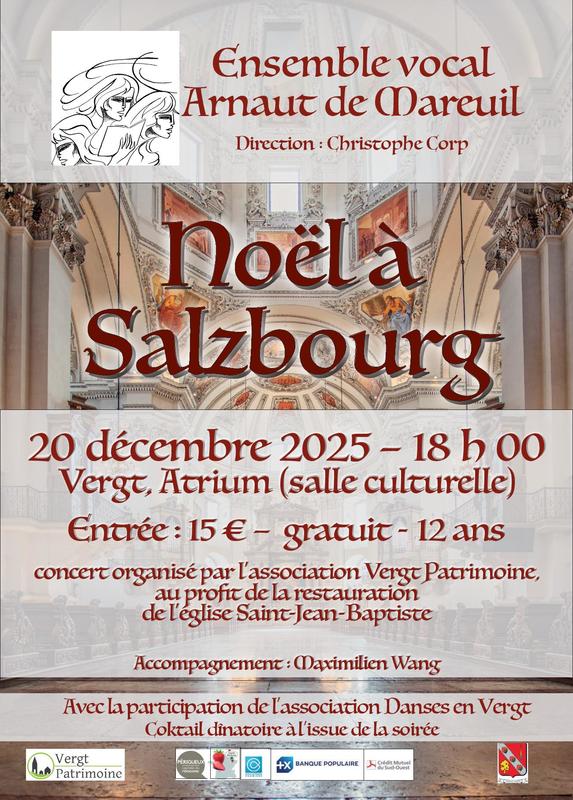 Concert Ensemble vocal Arnaut de Mareuil - Noël à Salzbourg - Vergt