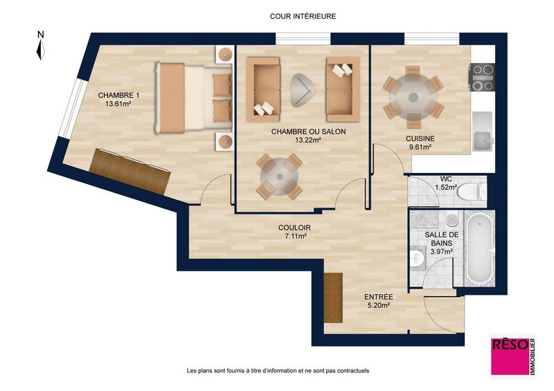 Appartement - 53 m² - 2 pièces