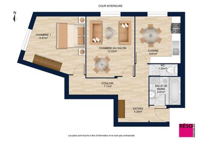 Appartement - 53 m² - 2 pièces