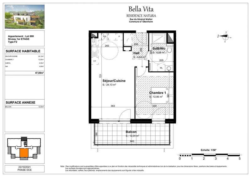 Appartement - 48 m² - 2 pièces