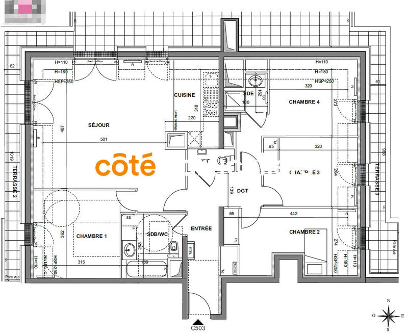 Chambre - 12 m² - 5 pièces