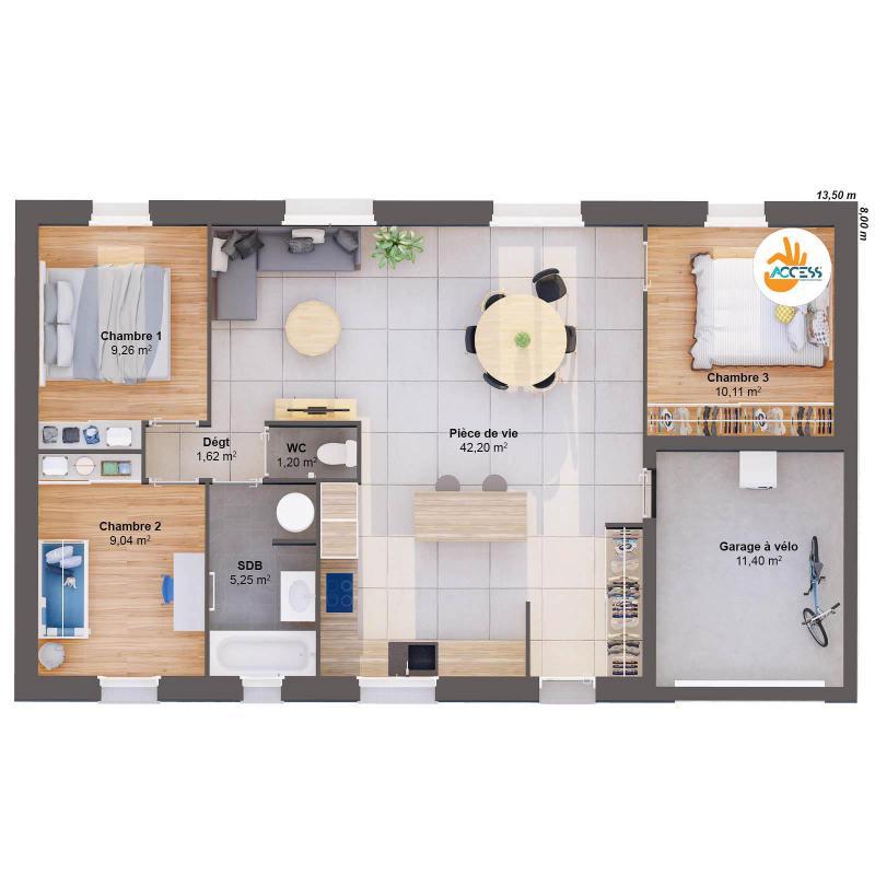 Maison - 79 m² - 5 pièces