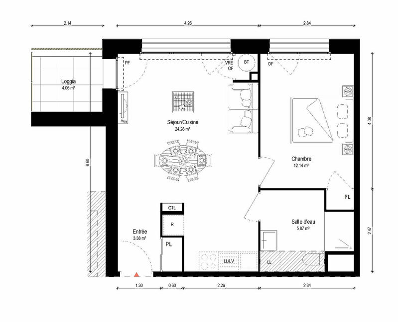 Appartement - 46 m² - 2 pièces