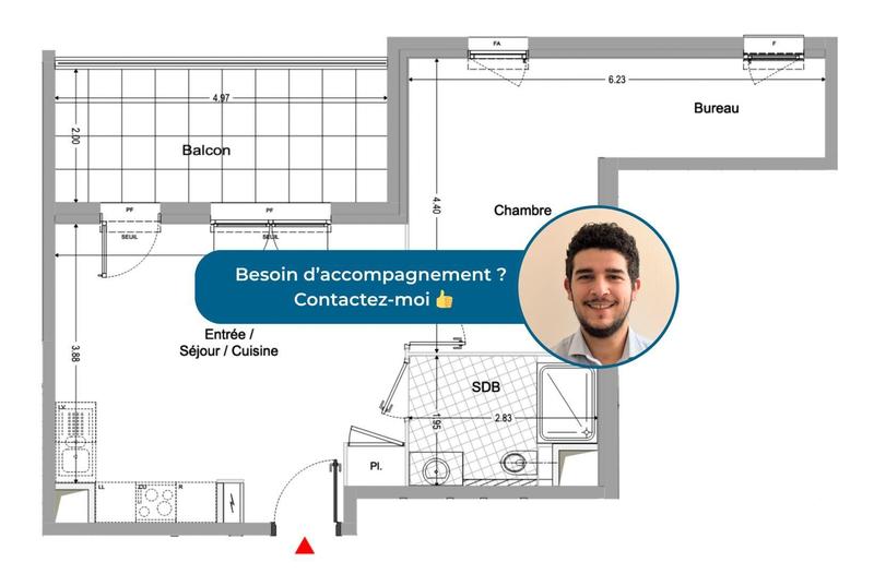 Appartement - 45 m² - 2 pièces