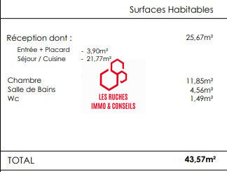 Appartement - 44 m² - 2 pièces