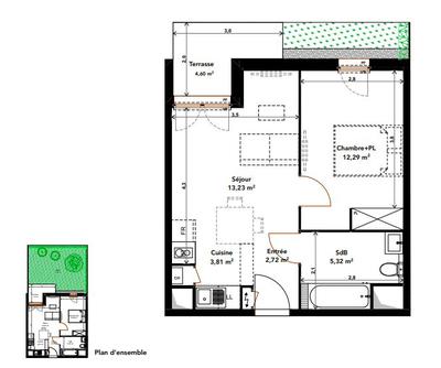 Appartement - 38 m² - 2 pièces