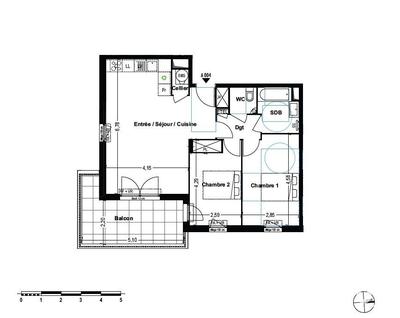 Appartement - 64 m² - 3 pièces