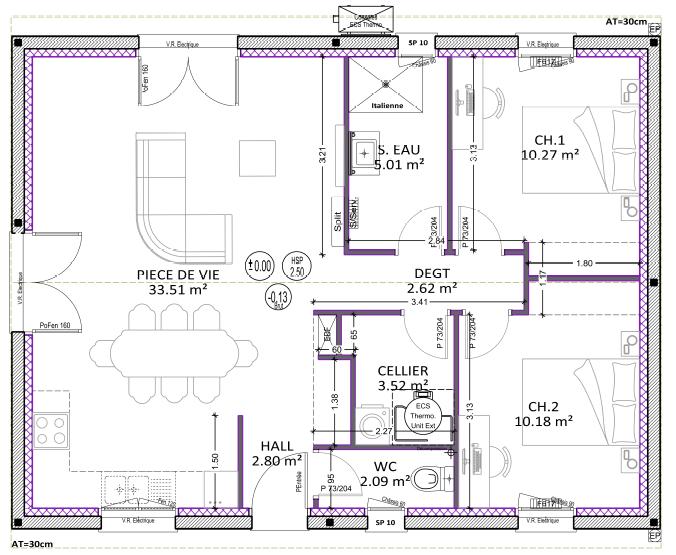 Maison - 70 m² - 3 pièces