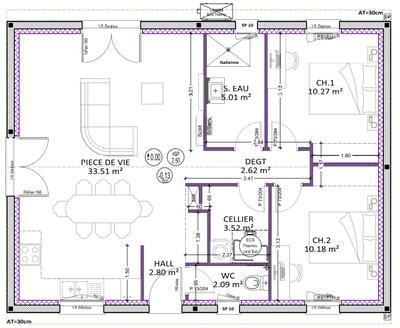 Maison - 70 m² - 3 pièces