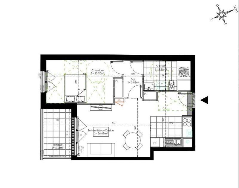 Appartement - 48 m² - 2 pièces