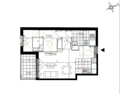 Appartement - 48 m² - 2 pièces