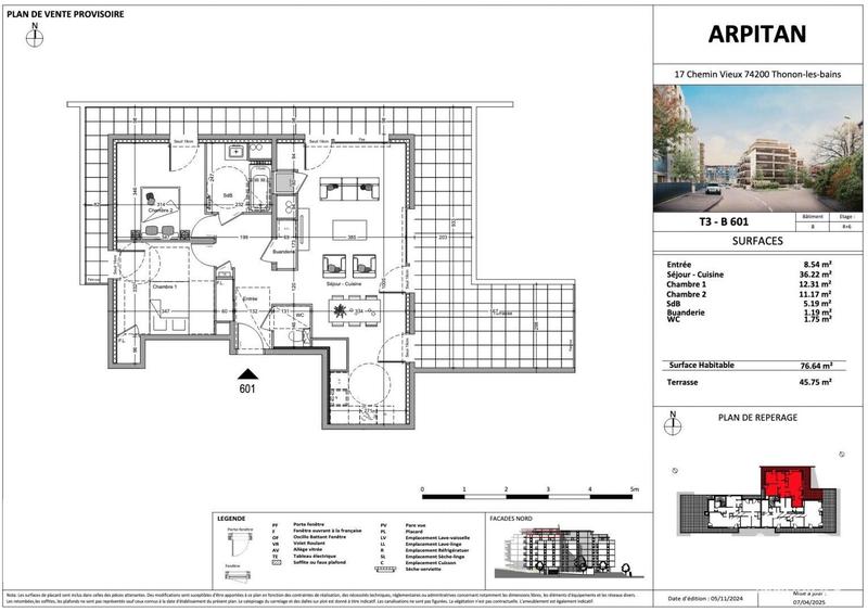 Appartement - 77 m² - 3 pièces