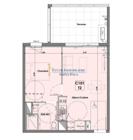 Appartement - 46 m² - 2 pièces
