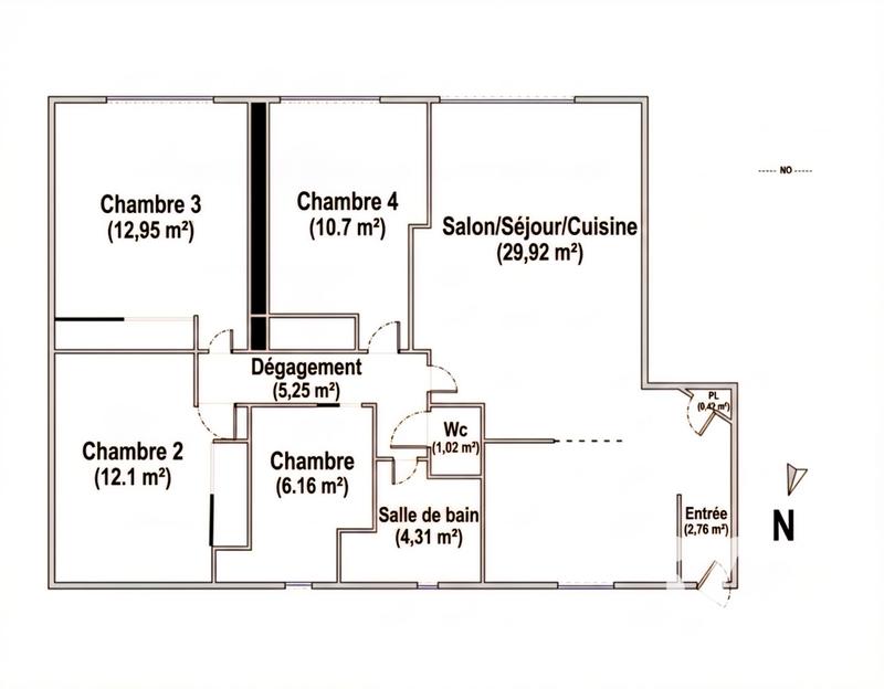 Appartement - 86 m² - 5 pièces