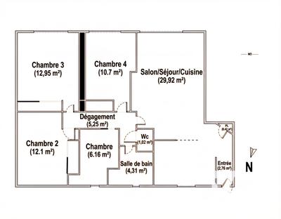 Appartement - 86 m² - 5 pièces