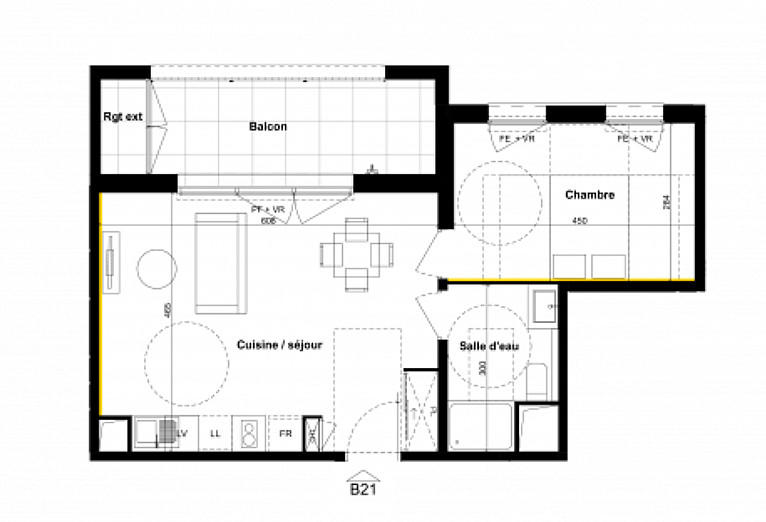 Appartement - 45 m² - 2 pièces