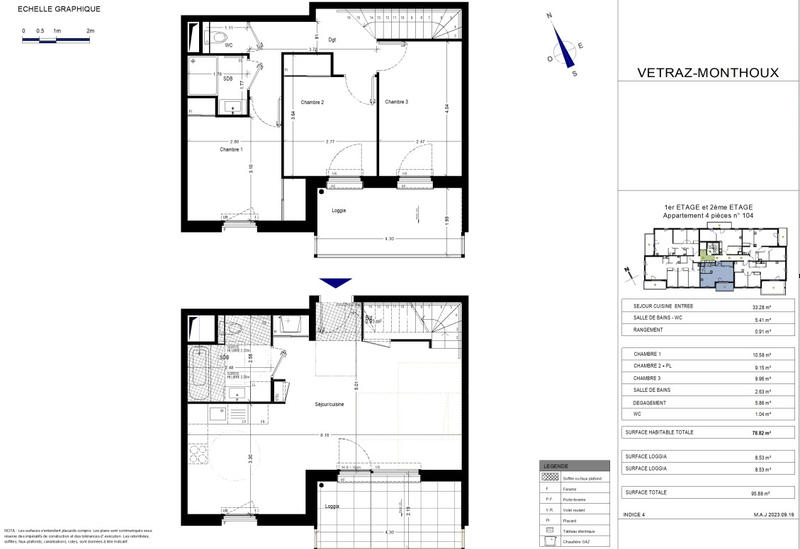 Appartement - 80 m² - 4 pièces