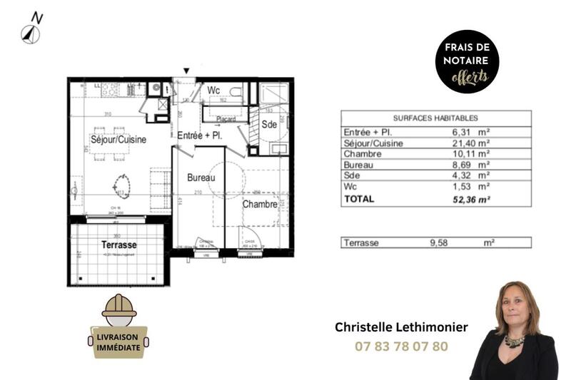 Appartement - 52 m² - 2 pièces