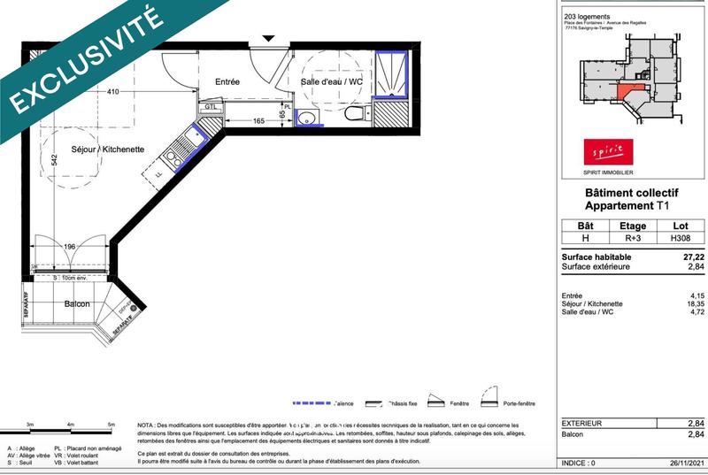 Appartement - 28 m² - 1 pièce