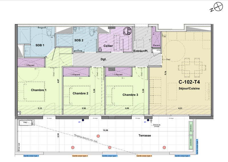 Appartement - 77 m² - 4 pièces