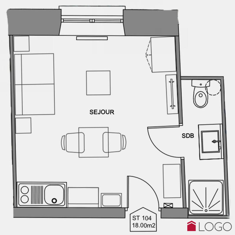 Appartement - 18 m² - 1 pièce