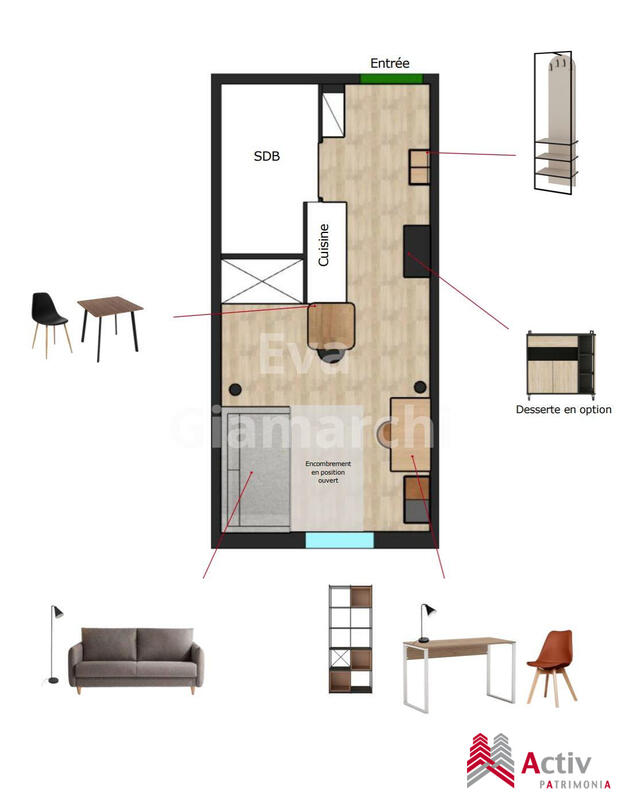 Appartement - 19 m² - 1 pièce