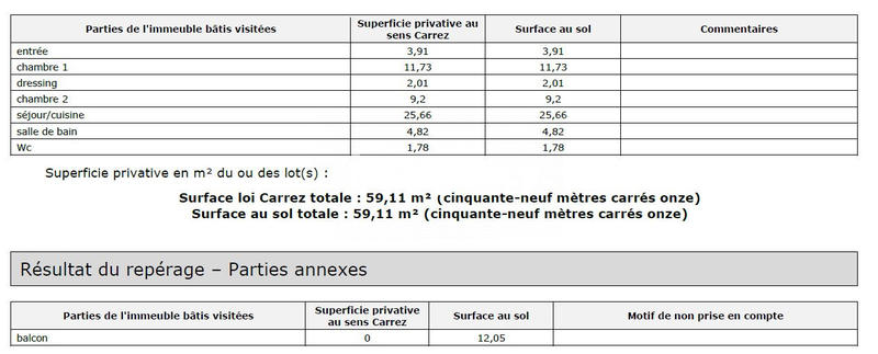 Appartement - 59 m² - 3 pièces