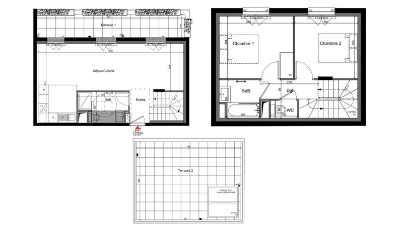 Duplex - 71 m² - 3 pièces