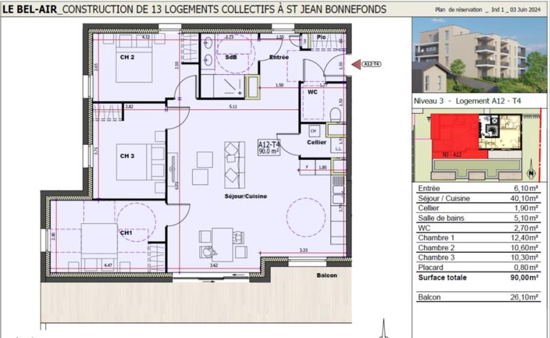 Appartement - 90 m² - 4 pièces