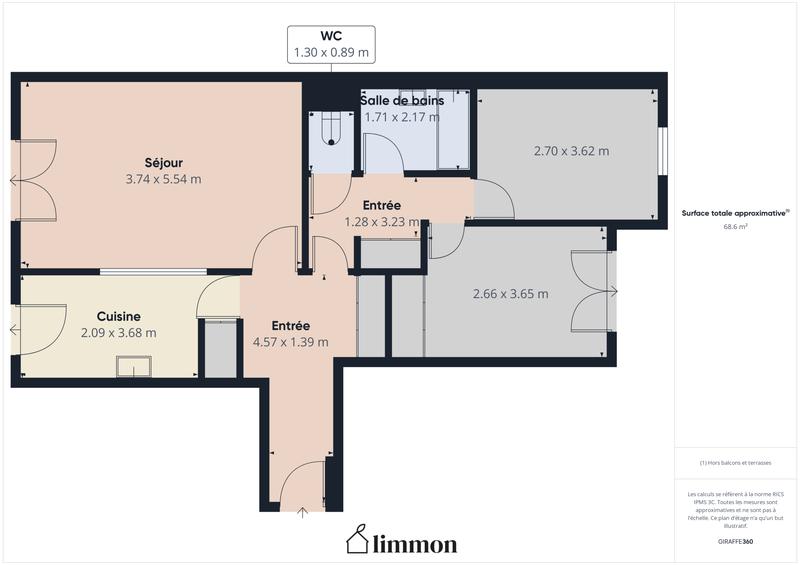 Appartement - 69 m² - 3 pièces