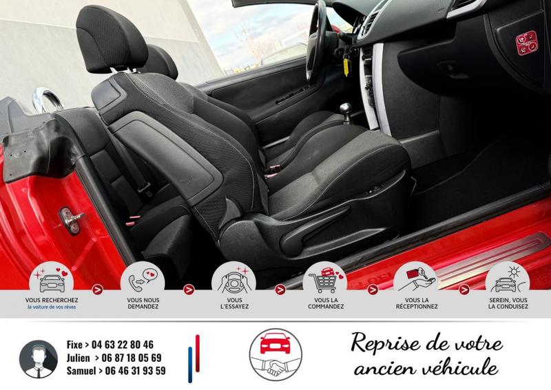 Peugeot 207 Cc 1.6 Vti 120Cv Red Color *107.000km*Véhicule sous Garantie 6 Mois*Kit de Distribution Ok*Dernier entretien et Ct Ok*Climatisation Bi-Zone*Autoradio*Vitres électriques*Abs*Esp