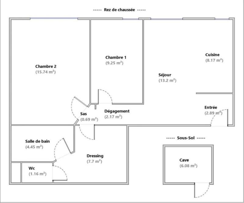 Appartement - 65 m² - 3 pièces