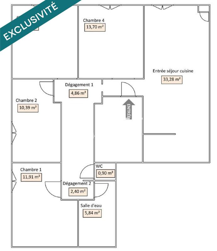 Appartement - 94 m² - 4 pièces