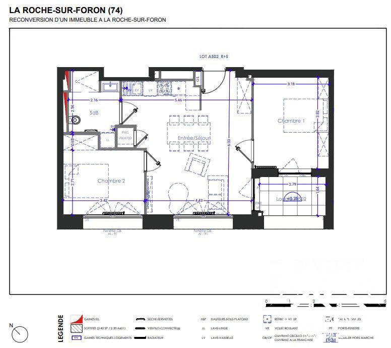 Appartement - 56 m² - 3 pièces