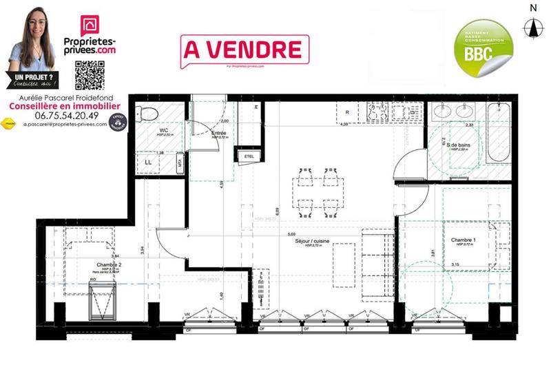 Appartement - 64 m² - 3 pièces