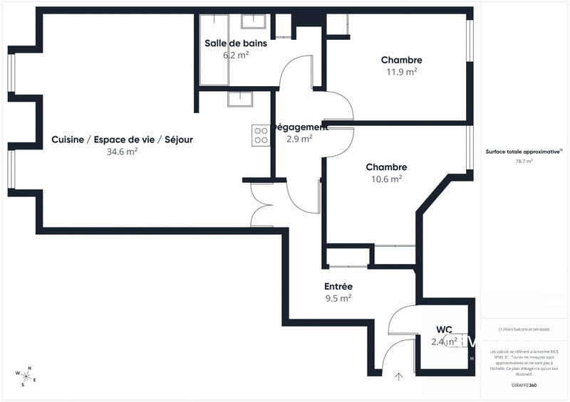 Appartement - 79 m² - 3 pièces