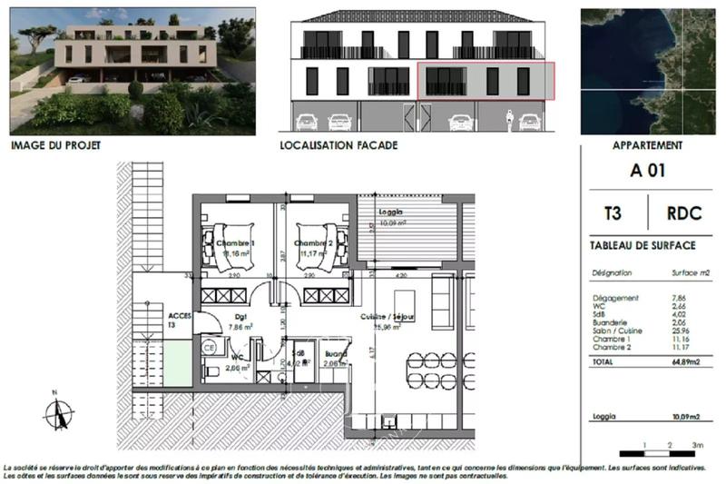 Appartement - 65 m² - 3 pièces