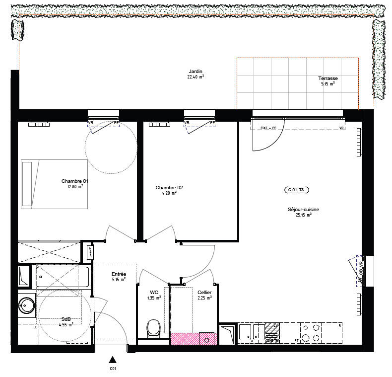 Appartement - 62 m² - 3 pièces