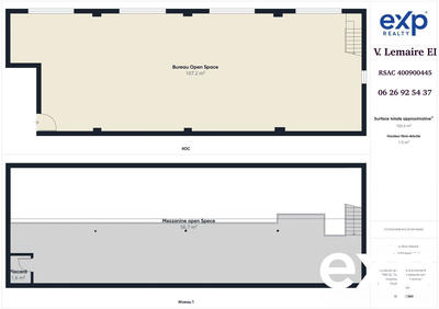 Bureau - 164 m² - 2 pièces