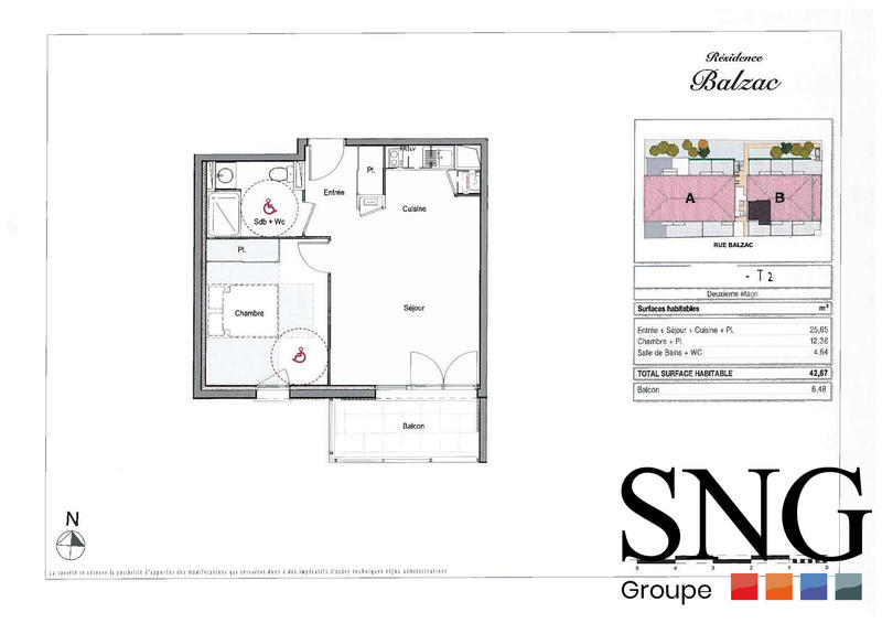 Appartement - 43 m² - 2 pièces