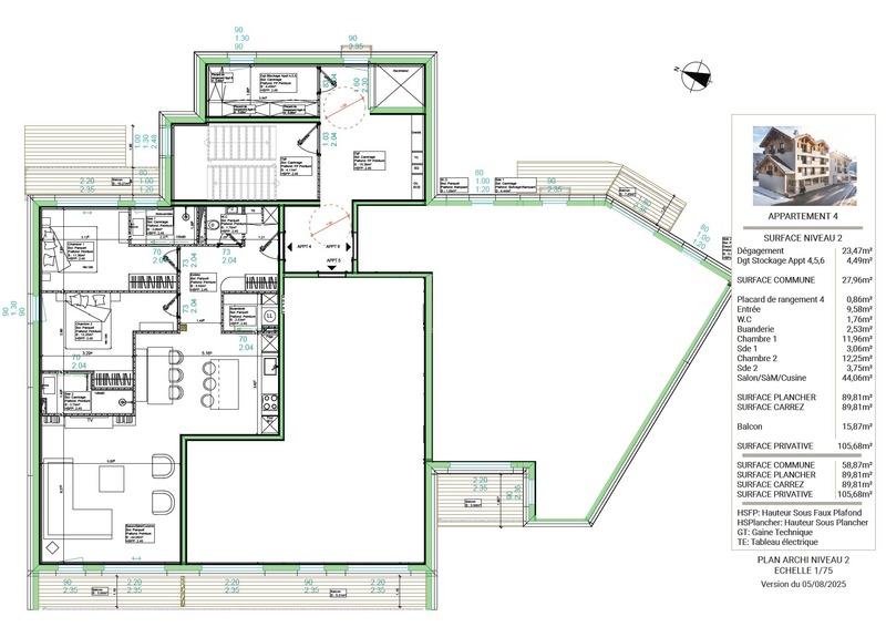 Appartement - 89 m² - 3 pièces