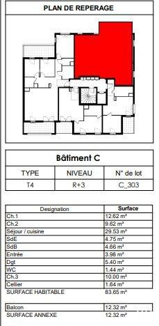 Appartement - 86 m² - 4 pièces