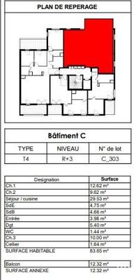 Appartement - 86 m² - 4 pièces