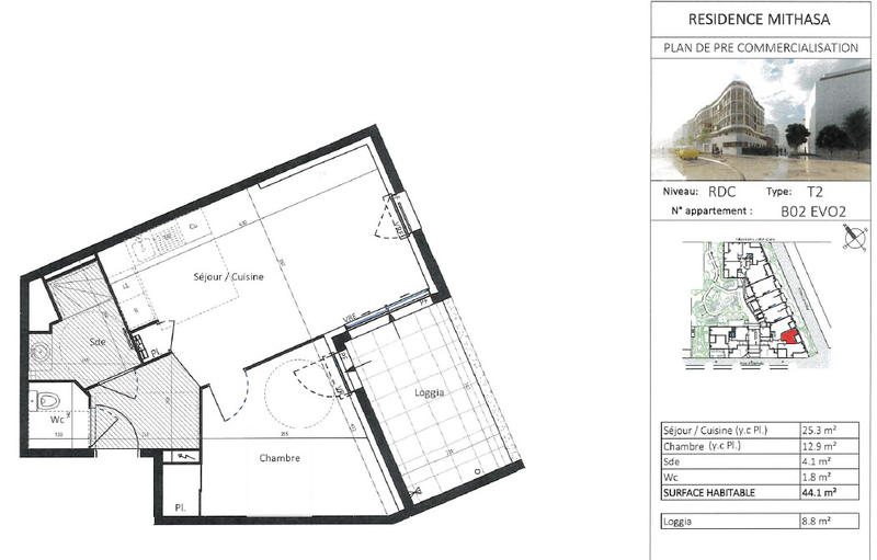 Appartement - 44 m² - 2 pièces