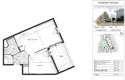 Appartement - 44 m² - 2 pièces