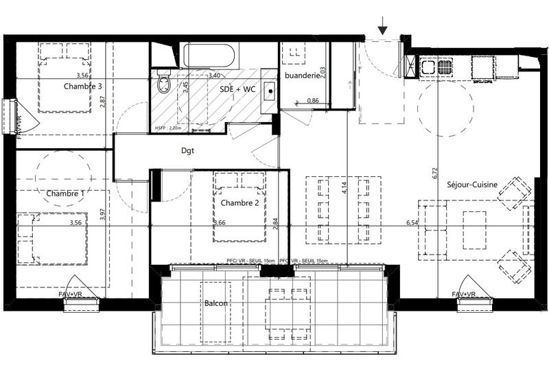 Appartement - 86 m² - 4 pièces