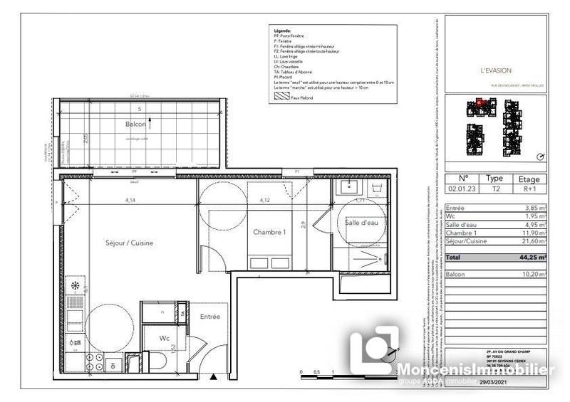 Appartement - 44 m² - 2 pièces