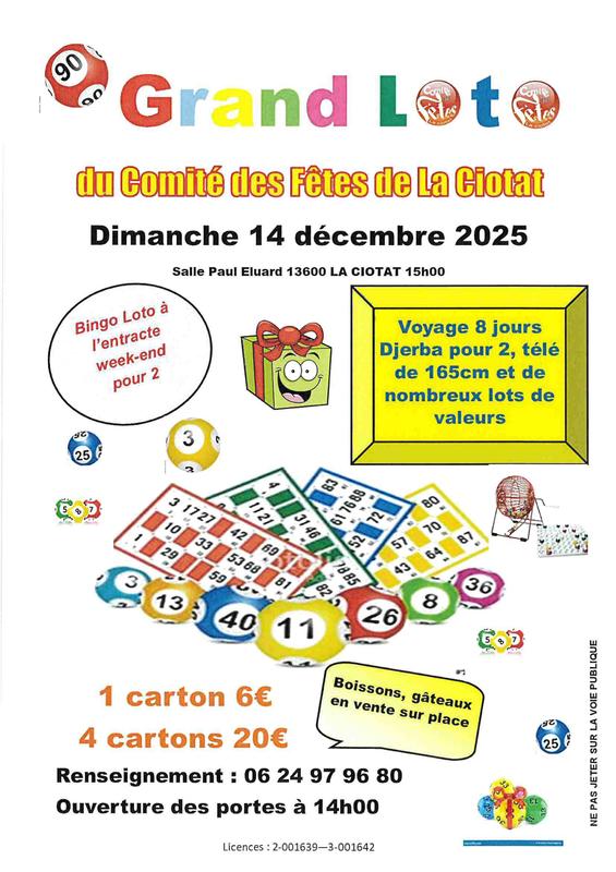 Grand Loto du Comité des Fêtes de la Ciotat
